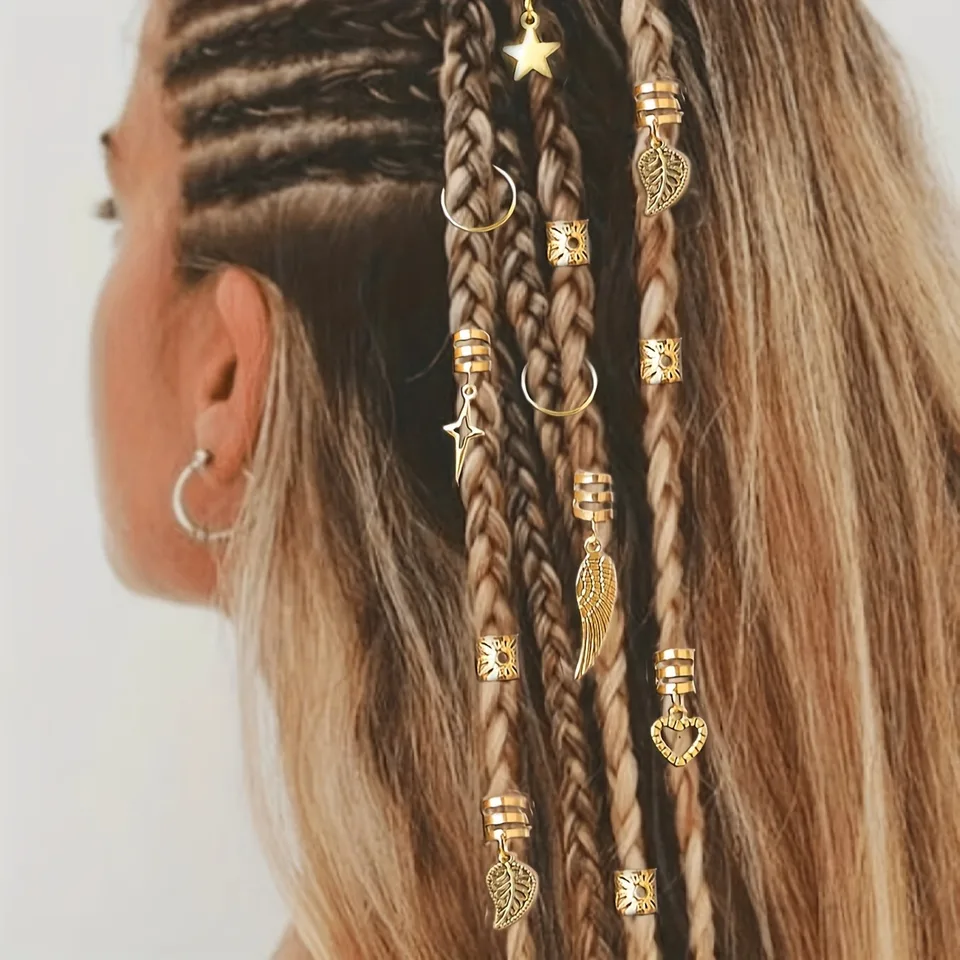 Bijoux Cheveux Cuivre/cristal Pour Tresses, Locs, Twist – Lot De 4 – Fait Main – Neuf