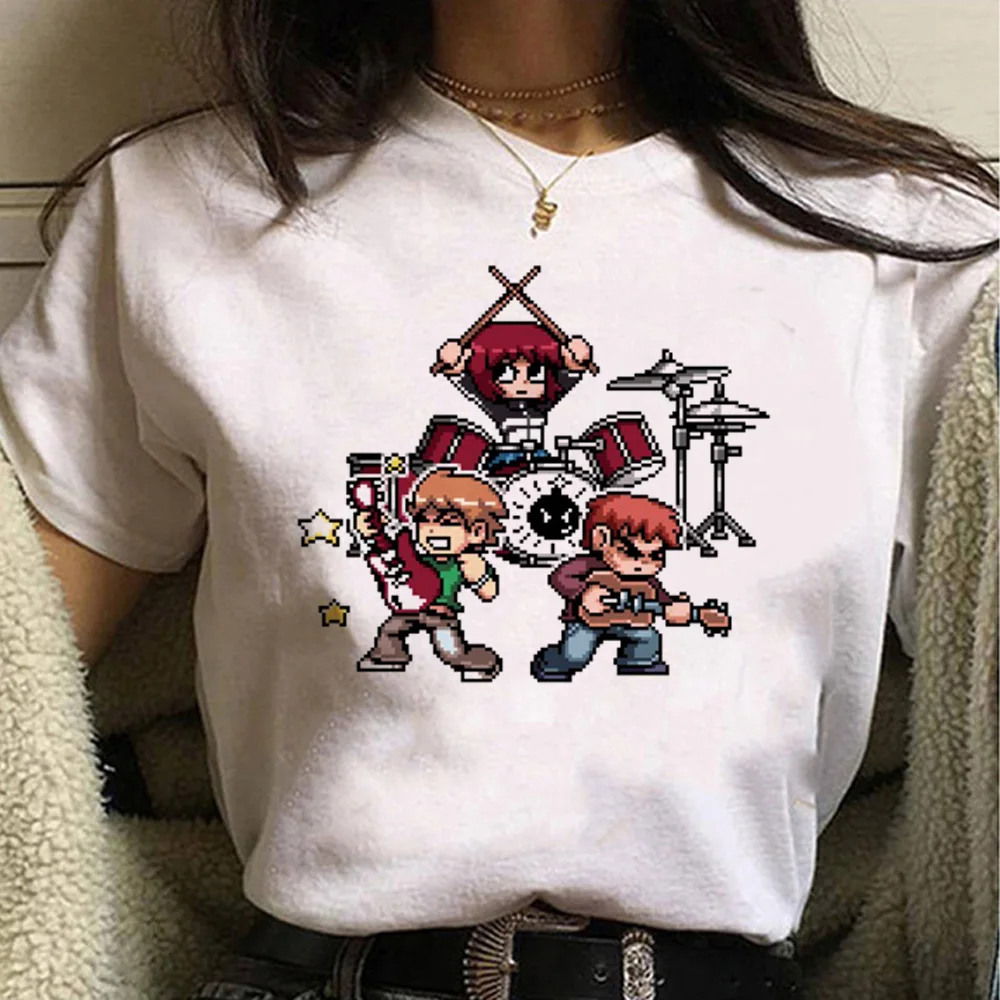 Scott Pilgrim Tshirt Donna Graphic Anime Tee Girl Harajuku Manga Y2K Clothes
