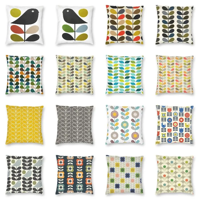 Orla Kiely-멀티 스템과 버드 쿠션 커버, 스칸디나비아 플라워 플로어 베개 케이스, 거실 소파 베개 커버, 홈 데코