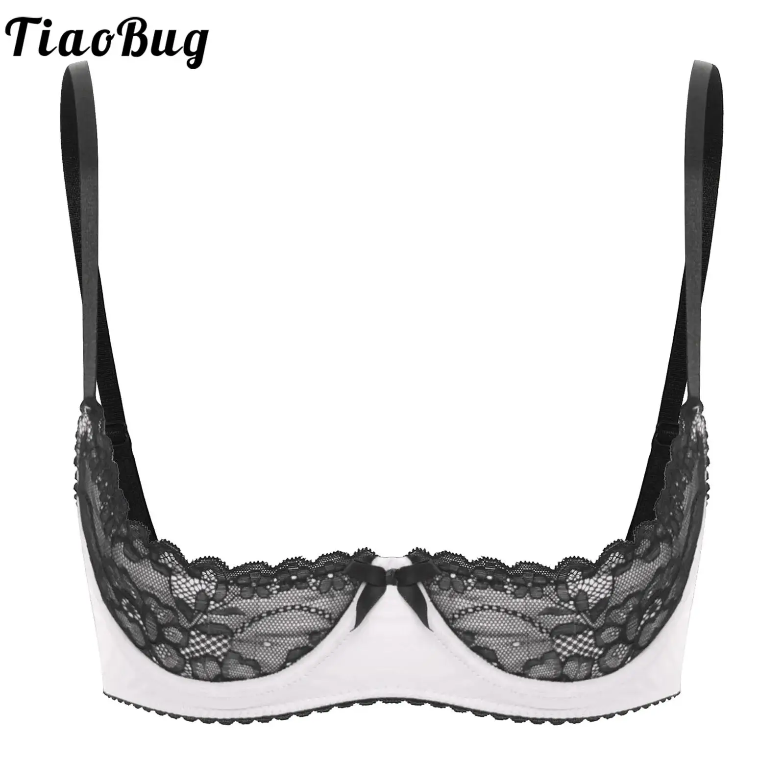 WomenFloralLaceUnderwiredUnlinedBraSheerLace14PushUpCup
