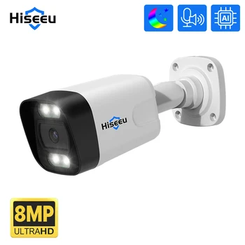 야외 방수 CCTV 불릿 카메라, 4K 8MP 5MP POE IP 카메라, P2P 모션 감지, PoE NVR 48V Hiseeu