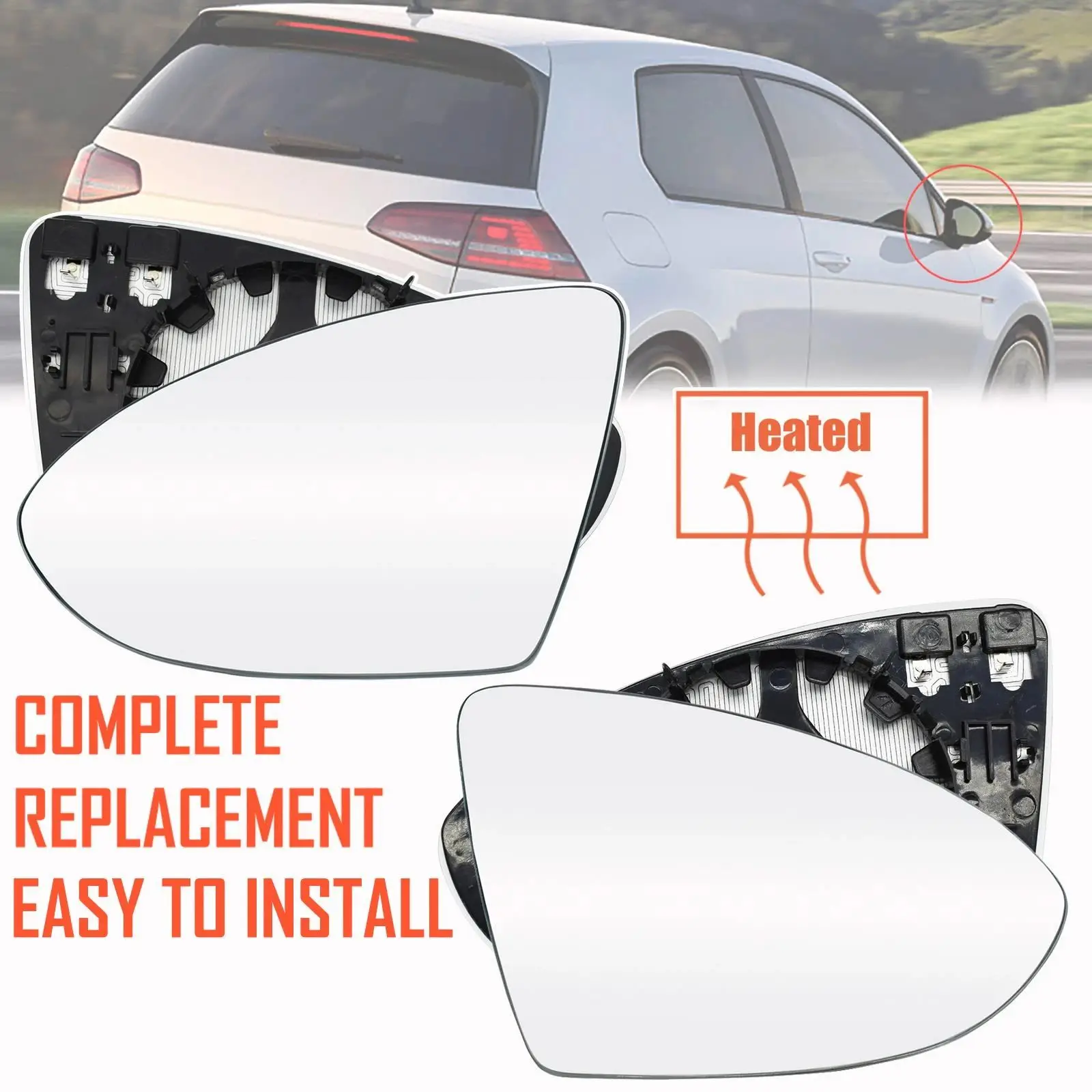 

Left Right Driver Wing Mirror Glass Door Side Wide Angle Heated For VW Golf MK7 2013-2021 Car Accessories Driver Passenge