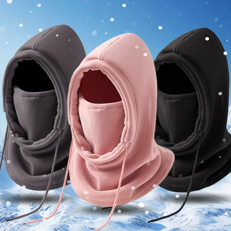 Balaclava Hat Thicken Polar Fleece Hat Men Women Winter Outdoor Skiing Windproof Cold-proof Caps Neck Protection Balaclava Warm Masked Caps