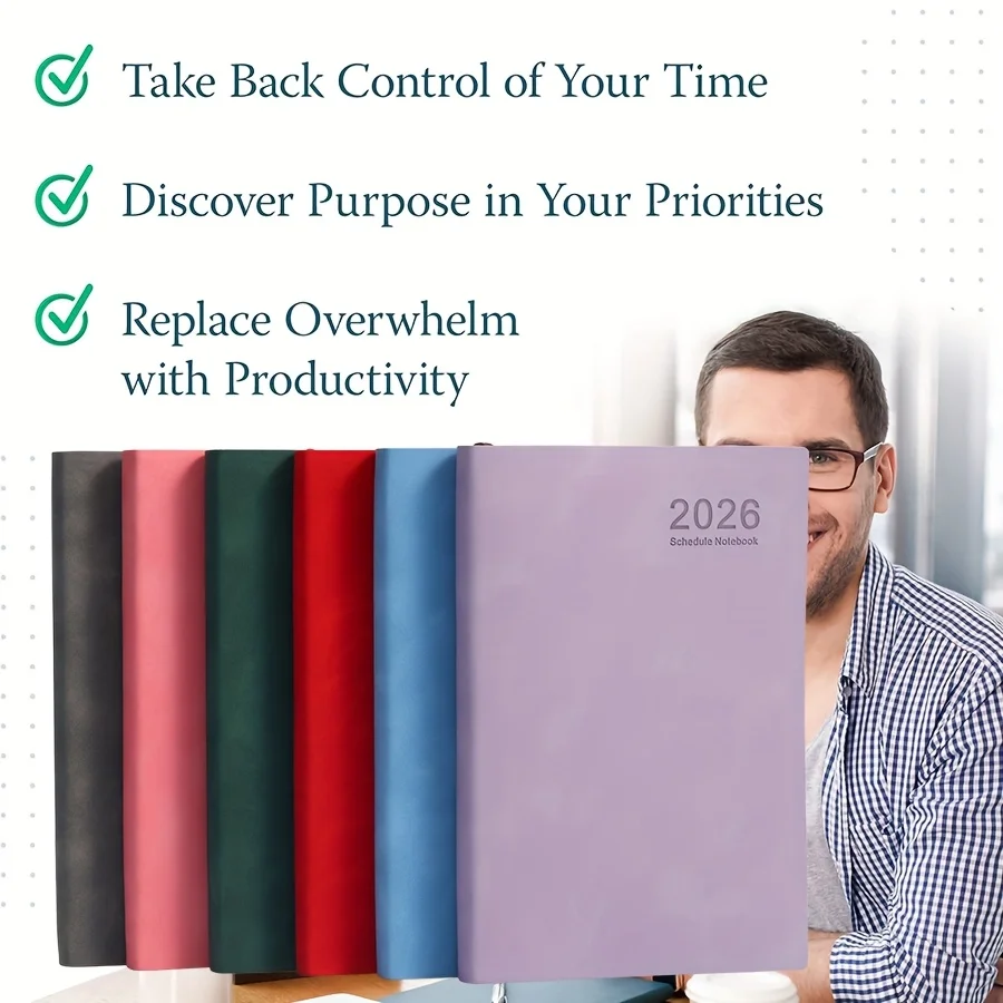 2026 Daily Planner & Calendar Journal 8 Vibrant Colors (Pink/Red/Green/Blue/Purple/Teal) | Durable Modern Gift for Teen