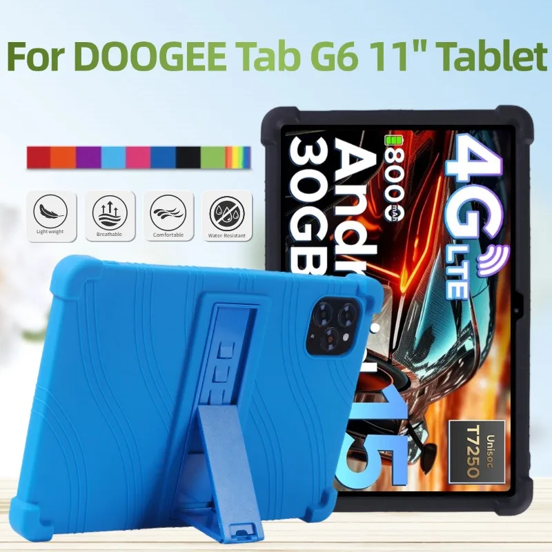 Durable 11 Inch Tablet Case with Soft Silicone Adjustable Stand - Shockproof and Kid-Friendly