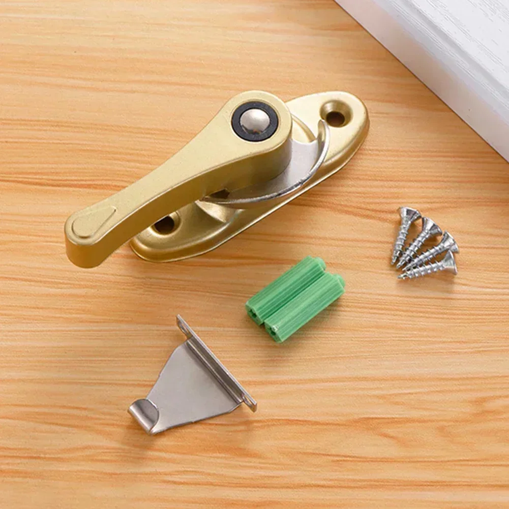 Cabinet Lock Door Lock Door Latch Cam Lock Stainless Steel Crescent Universal Lock Children's Safety Window Lock Sliding Door Buckle with Hook Door and Window Hook