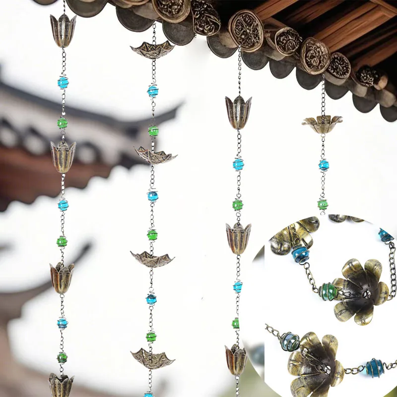 Iron Flower Umbrella Rain Chain for Temple Courtyard Drainage