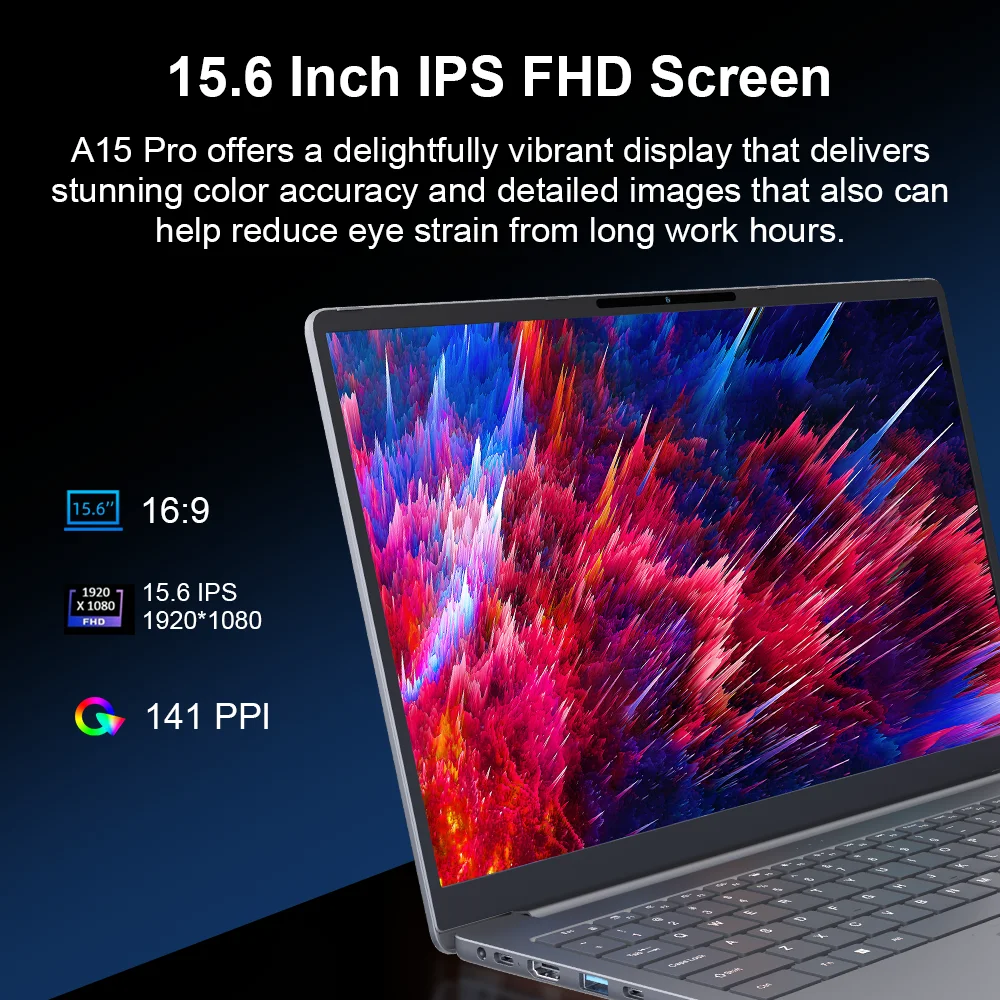 Ninkear A15 Pro Laptop, 15.6-Inch Fhd Ips, Amd Ryzen 5 5500U, 16GB DDR4 RAM, 512GB SSD, Wi-Fi 6, Backlit Keyboard, Fingerprint Reader, 65W Usb-C Fast Charging, 1.6kg Lightweight Design for Work and Study