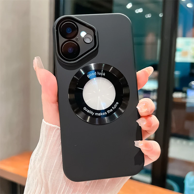 Custodia ultra sottile rigida in PC opaco per iPhone 16 15 14 Plus 13 12 11 Pro Max con logo trasparente magnetico per la ricarica wireless Magsafe_voghion.com