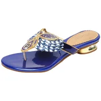 Water Diamond Slippers for Women Summer Outwear Bohemian Beach Shoes Low Heel Holiday Flip Flops Sandals - Image 6