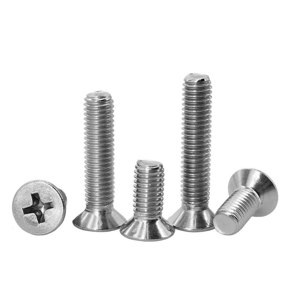 Stainless Steel Screws M1.6-M10 304 Stainless Steel Cross Phillips Flat Bolt Countersunk Head Furniture Screw Length 3-80mm