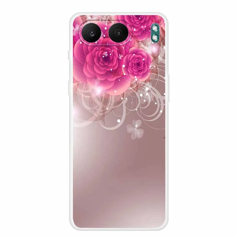 Clear Silicone Case with Landscape Flower Design - Soft TPU Back Cover