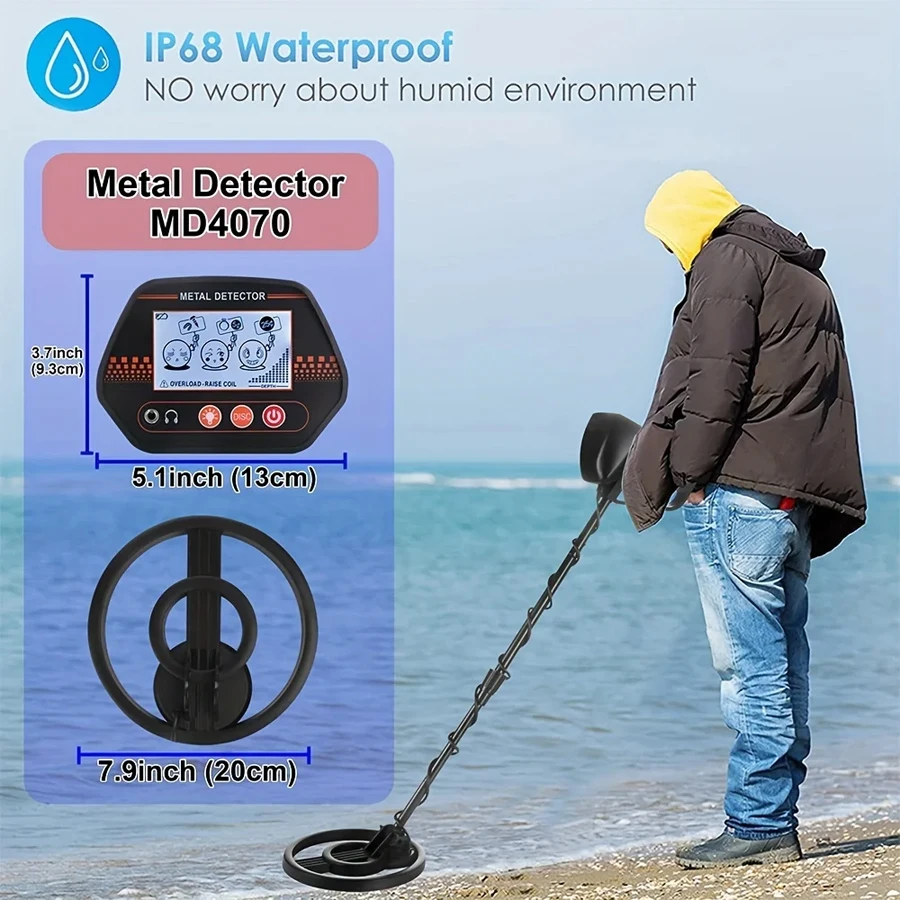 Metal Detector MD4070 Underground High Sensitivity Jewelry Treasure Gold Waterproof Coins Finder GP pointer