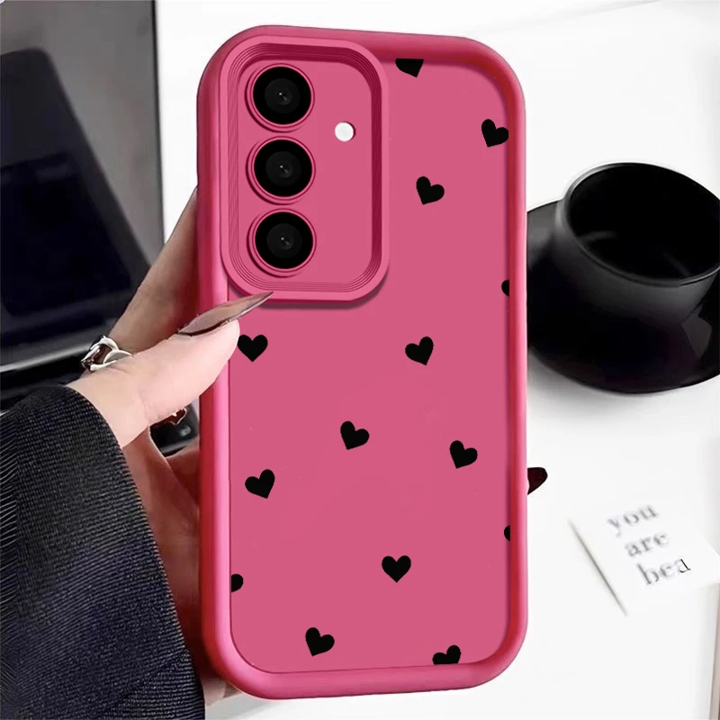 Luxury Black Love Heart Phone Case - Elegant Protective Cover