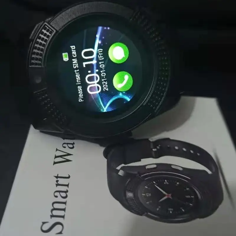 2022 V8 2G Ʈ ġ ȭ ð SIM 2G ī ī޶  ̾ Smartwatch IOS  ƮϽ ƮĿ