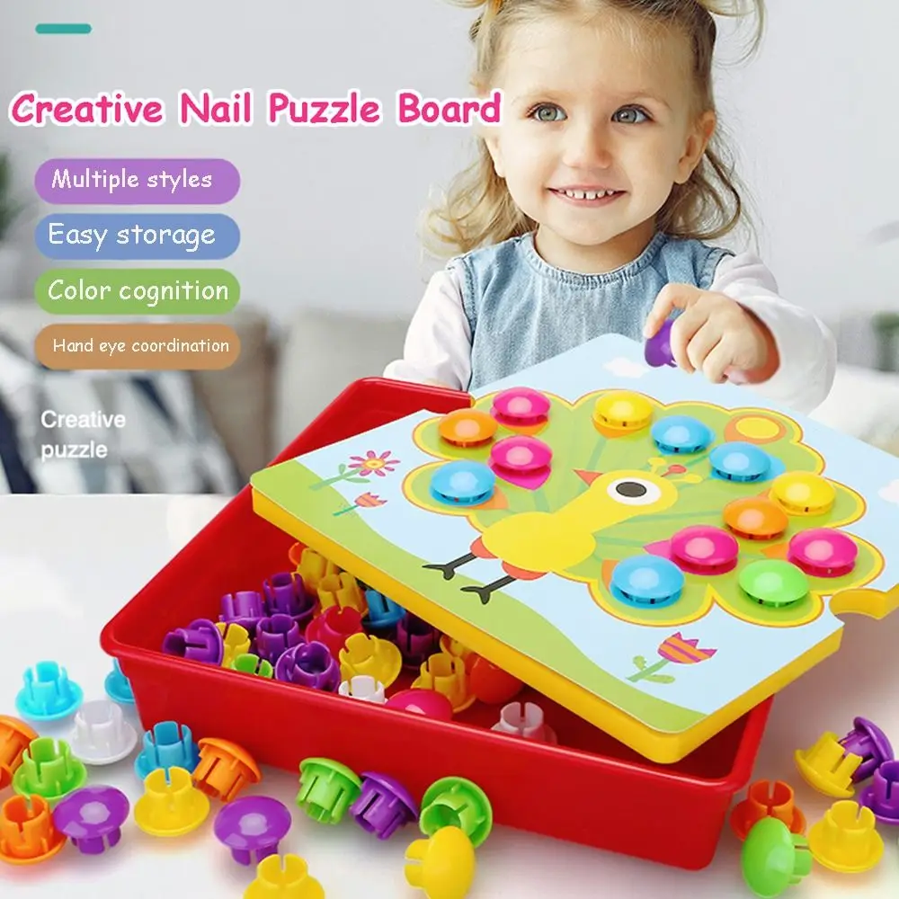 

3D Mushroom Nail Puzzle Jigsaw Toy Montessori Baby Toys Cartoon Animal Puzzles Game Kids Early Educational Toys Children Gifts