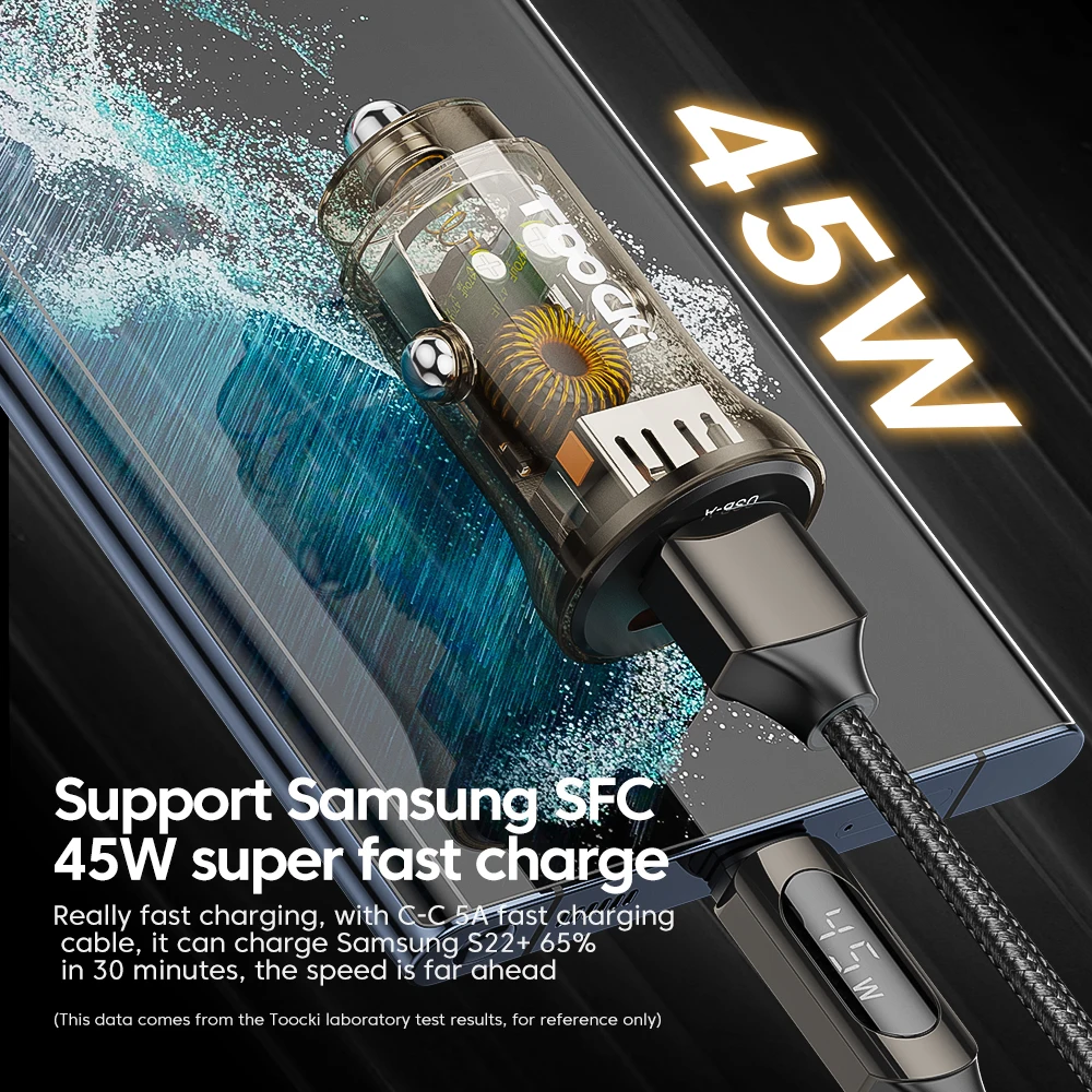 USB C Car Phone Charger QC 4.0 PD3.0 45W Fast For iPhone 14 13 12 Samsung S22 Ultra Xiaomi Huawei Poco