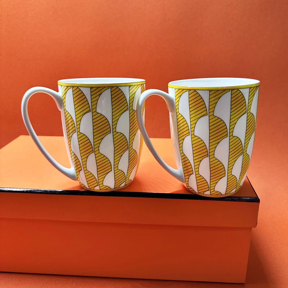 

Ceramic Coffee Mug with Handle, Tea and Milk Drinking Cups, Luxury Gift with Original Box, Office, New, 350ml, 2 Pcs
