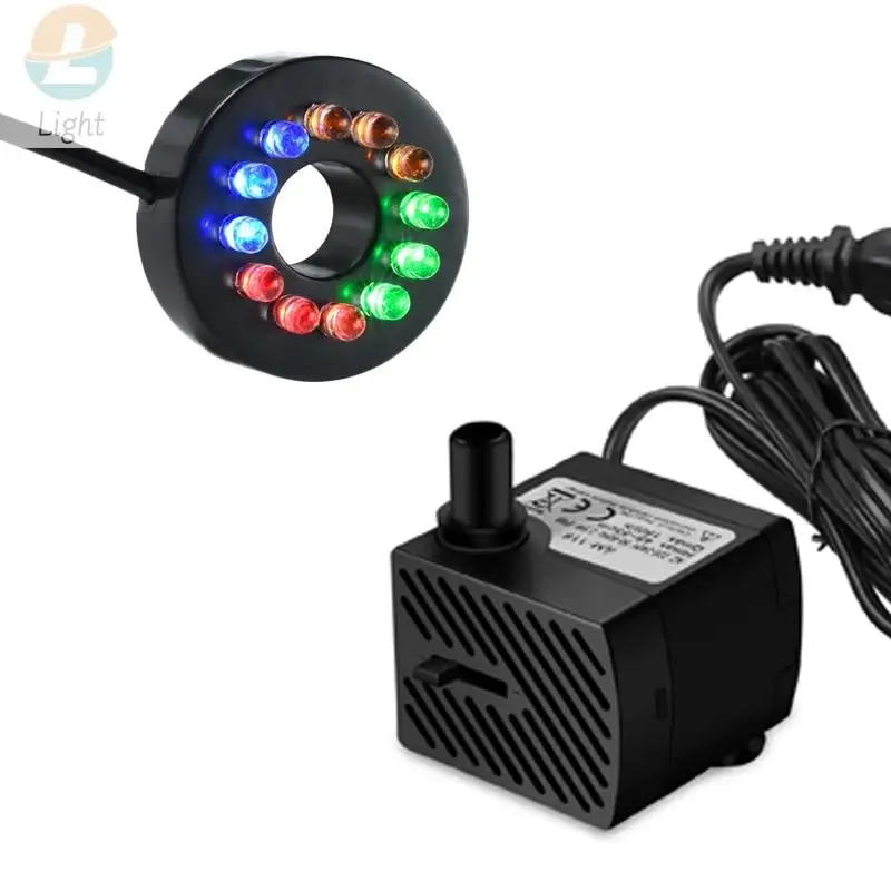 Water Pump Aquarium Water Pump Fish Tank Pump 3W/5W Submersible Pump Fountain 12RGB Color LED Light Flow Adjustable Aquarium Pond Fountain Fish Tank Water Hydroponic