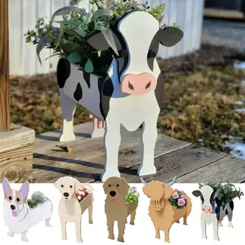 Garden Flower Pot Dog Planter Cute Garden Flower Pots Cow Corgi Labrador Golden Retriever Garden Pots Garden Flower Pot Holder