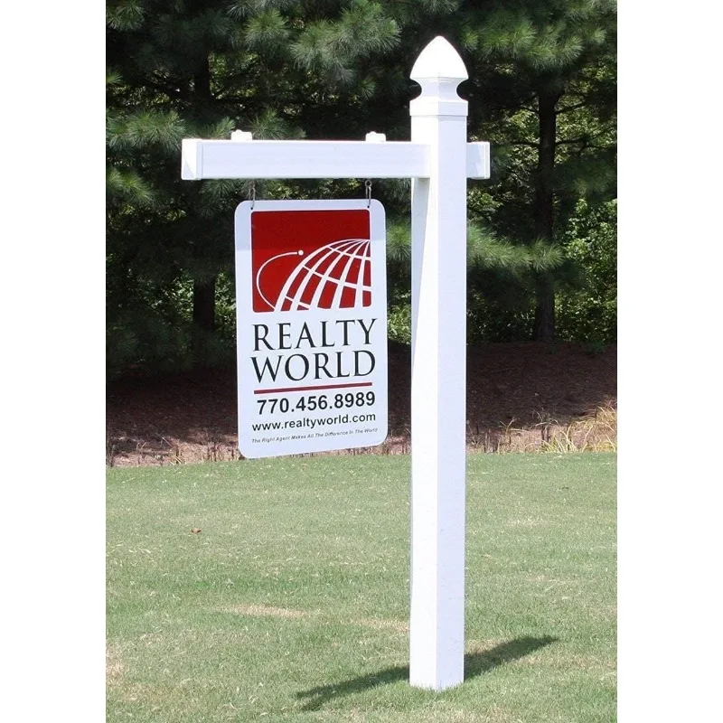 Vinyl PVC Real Estate Sign Post - White - 5' Tall Post (5 Pack – Save $27.00) 3