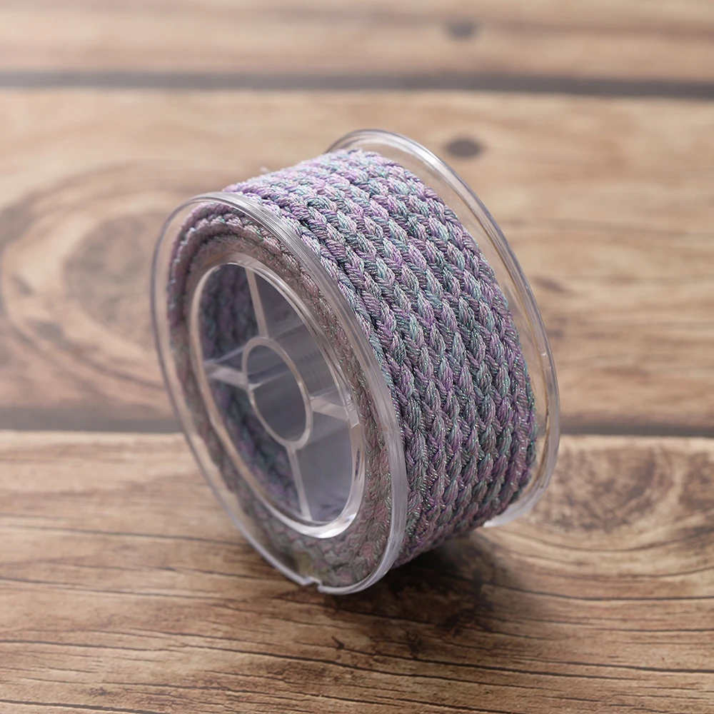 Colorful Braided Polyester Thread Roll – 4m, 3.5mm Diameter – 11 Styles for DIY Jewelry & Crafting