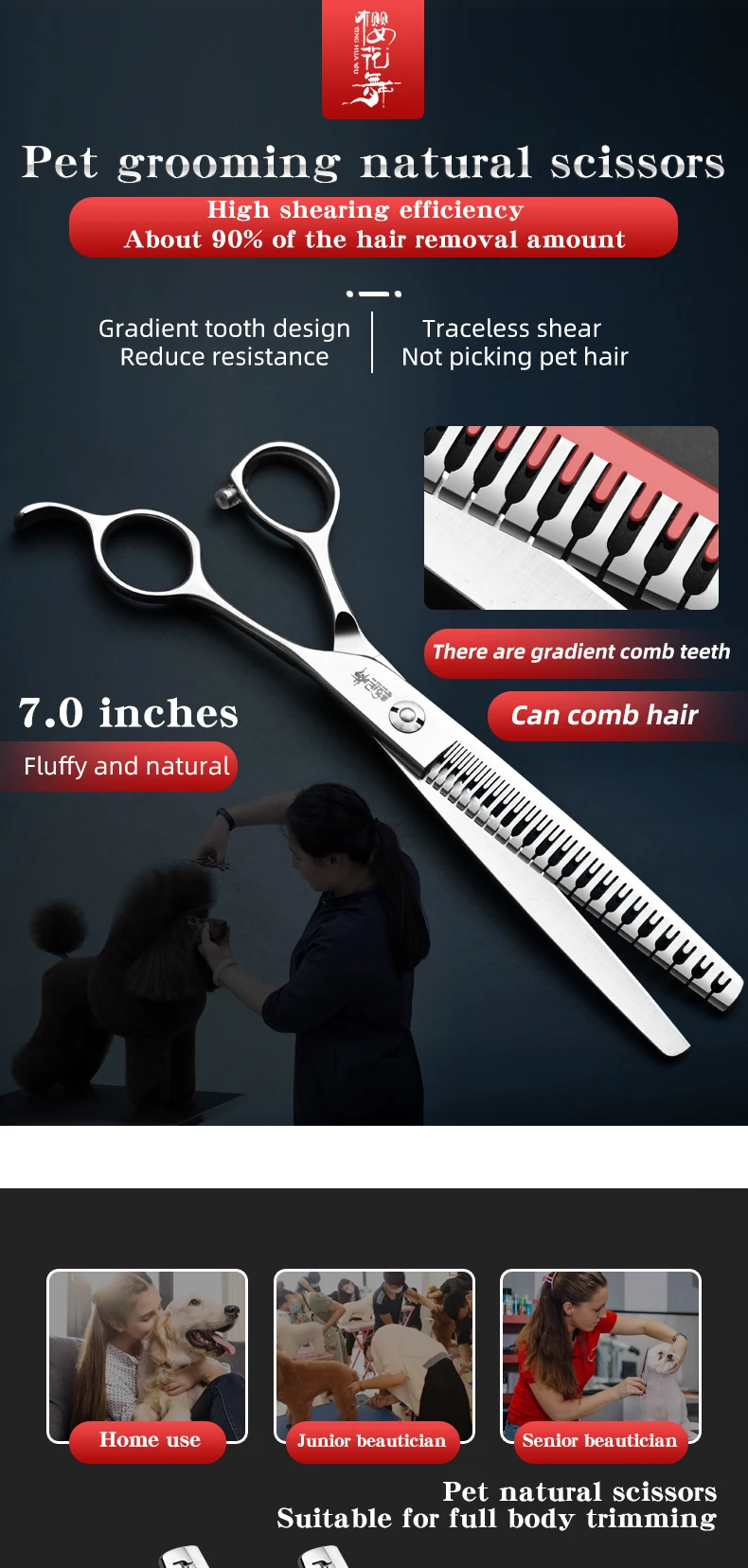 Pet Grooming Natural Scissors With A Hair Removal Rate Of 90% For Thinning Fish Bones, Specifically Designed For Beauty Shops