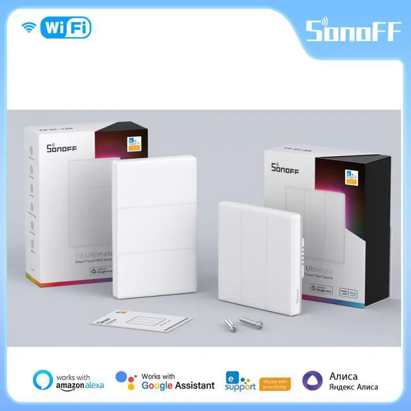 

SONOFF T5 Wi-Fi EU/US Smart Wall Switch 120 / 86Type Touch LED Light Multi-Sensory EWeLink Remote Control Via Alexa Google TX