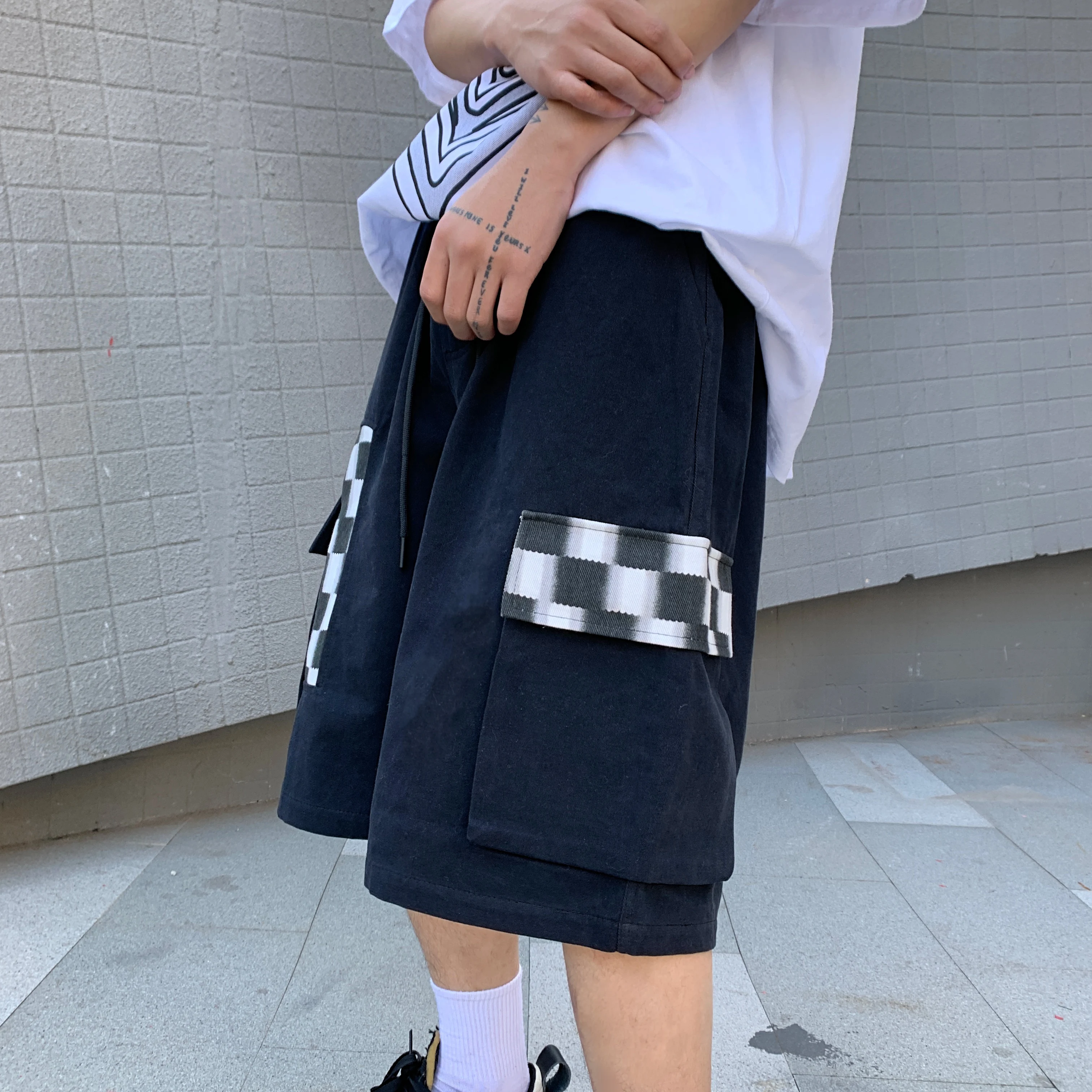 Summer Japanese ins Cargo Straight Pants women Casual wild Korean black Harajuku Simple Oversize shorts Fashion Unisex Short women's clothing stores