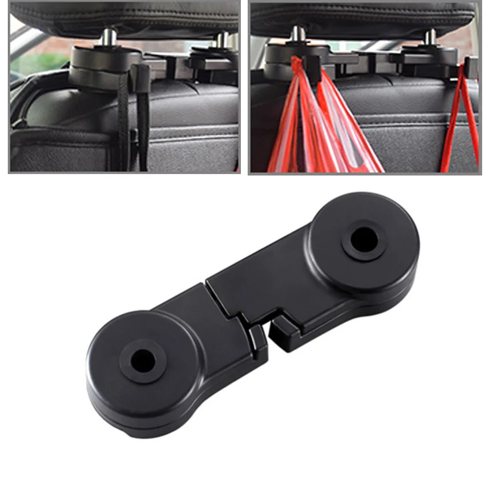 1pc Universal Car Hook Plastic Black/beige Portable Auto Seat Back Hooks Hanger Bag Organizer