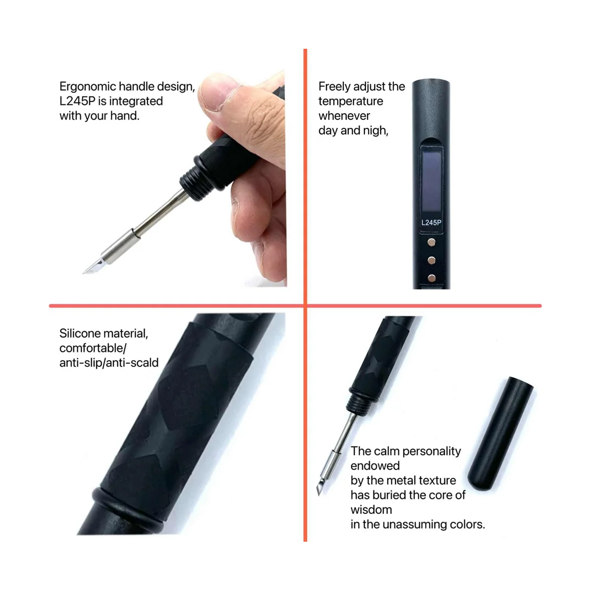 

L245P PD 65W DC 90W Portable Electric Soldering Iron Supports QC PD Compatible JBC245 for DIY Electrical Repairs,Black