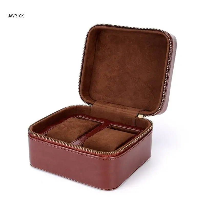 

2 Slot Watch Box Portable Soft Lining Watch Travel Case for Men Women Jewelry Accessories Display Case Gift for Husband D0LC