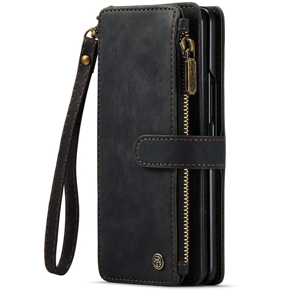 Vintage Leather Wallet Case with Card Slots & S-Pen Holder