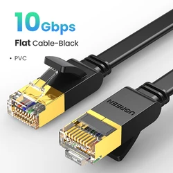 UGREEN High-Speed Flat Gigabit Ethernet Cable - Ultra-Fast 10Gbps Network Connectivity - 20m (Cat7 Flat Black)