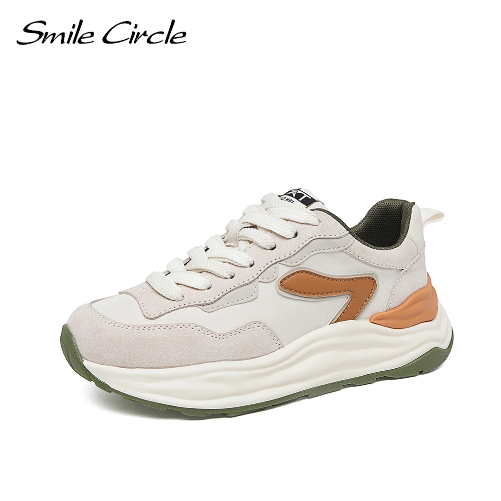 Smile Circle Chunky Sneakers Women Flat 
