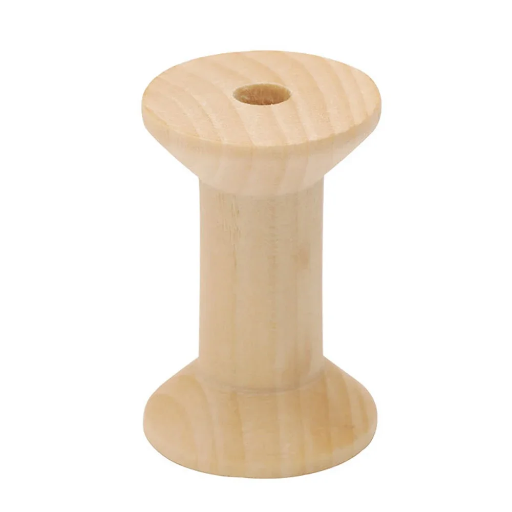 10pcs Empty Wooden Bobbins Reels Spools Holder Thread Wire for Needlework Sewing Machine Crafts DIY Unfinished Painted 47mm*32mm