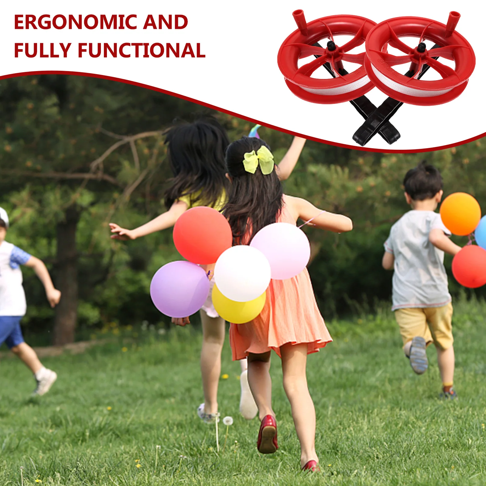 2pcs Kite String with Reel Kite String Winder Wheel Hand Flying Reel Accessories for Kids Outdoor Game 100m Line 6