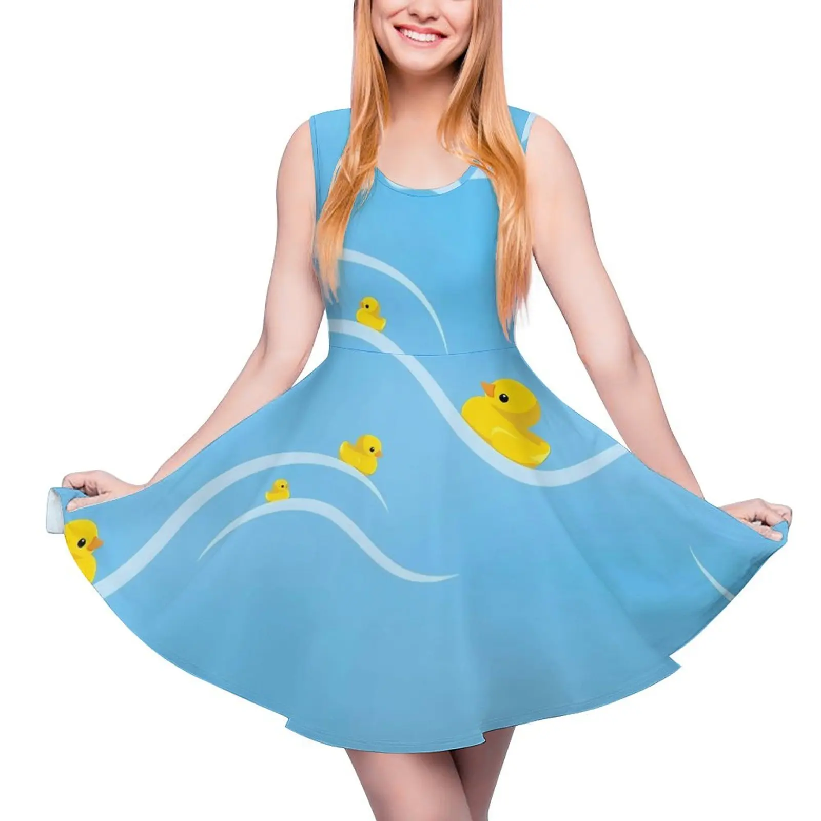 

Ducks in A Row Dress Yellow Animal Cute Dresses Sleeveless Casual Skate Dress Female Design Vestido Birthday Present