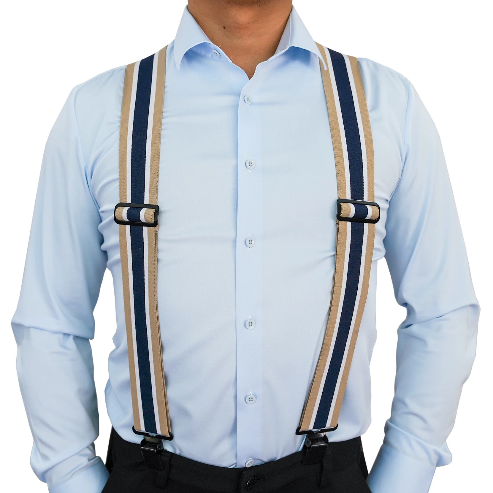 Mens Suspenders 2" Wide Adjustable and Elastic Braces X Shape with Very Strong Clips - Heavy Duty tape measure suspenders formen