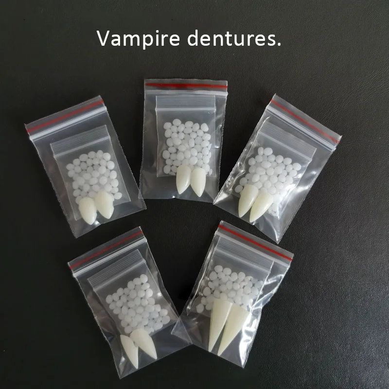 

1 Pairs Vampire Teeth Fangs Dentures Props Halloween Costume Props False Teeth Solid Glue Denture Adhesive Halloween Party Decor