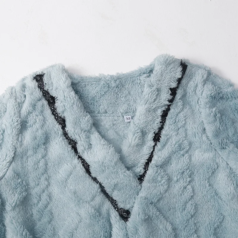 Nightdress For Women Flannel Fleece Warm Nightgowns Coral Velvet Thicken Pockets Sleepwear Winter Pajamas Home Clothes Nightwear