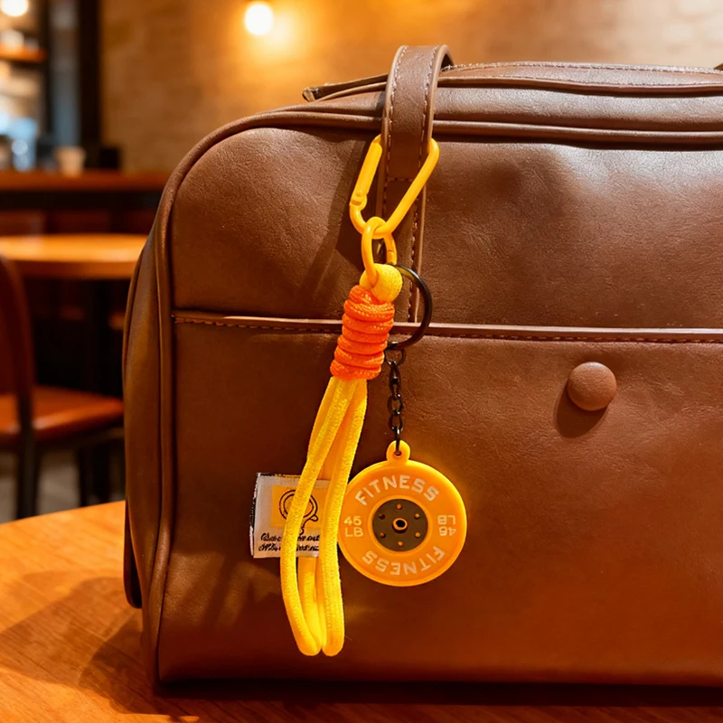 Dopamine Barbell Plates Keychain INS Simulation  Keyring Detachable Creative Fitness Series Pendant Gifts