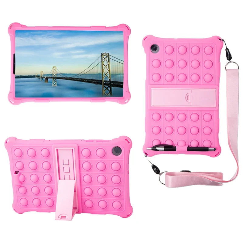 Versatile Silicone Bubble Tablet Case with Strap & Pen Holder