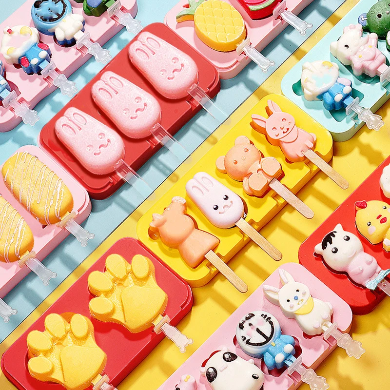 

Ice Cream Mold Children DIY Popsicle Makers Homemade Cube Slicone Fruit Food Grade Moulds Summer For Home Kitchen Accessories