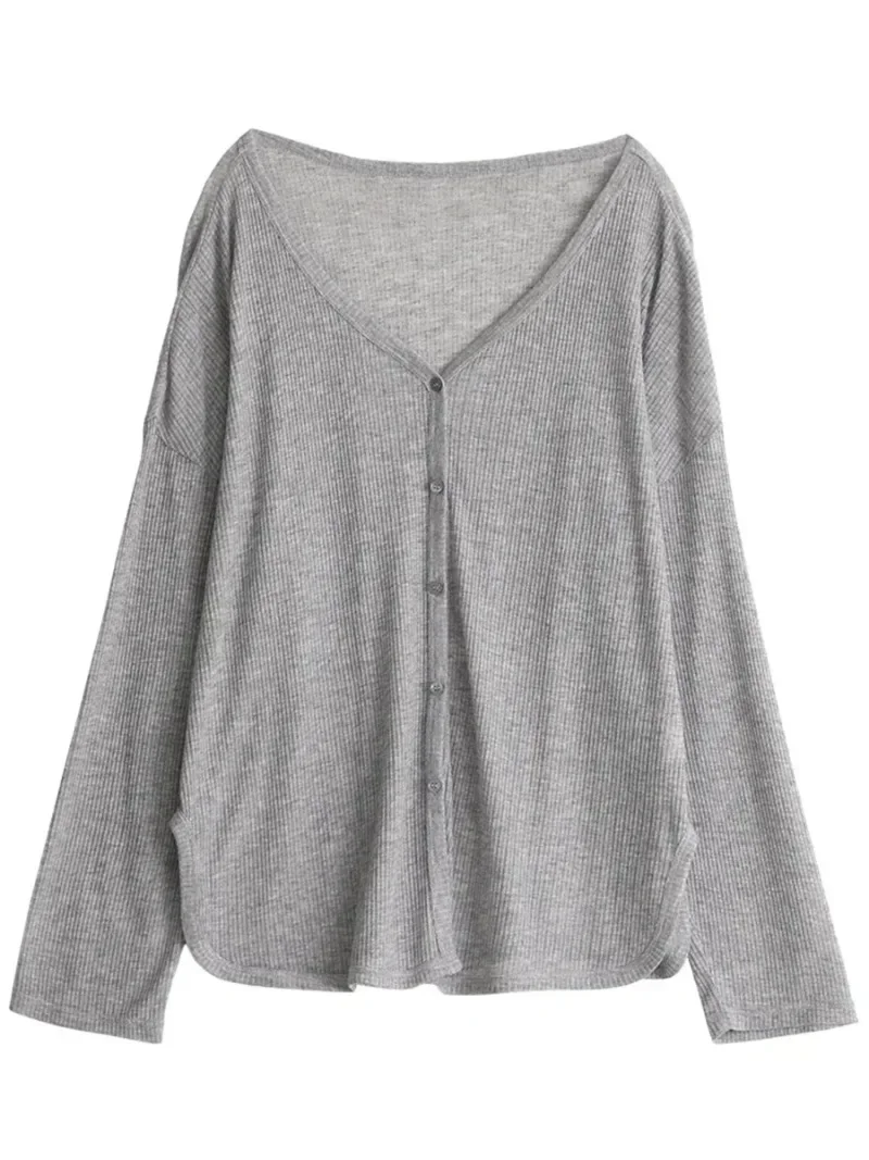 Long Sleeve Cardigan Women Lightweight Cardigan Women's Stylish V-neck Cardigan Coat Lightweight Spring Autumn Jacket for Daily 6
