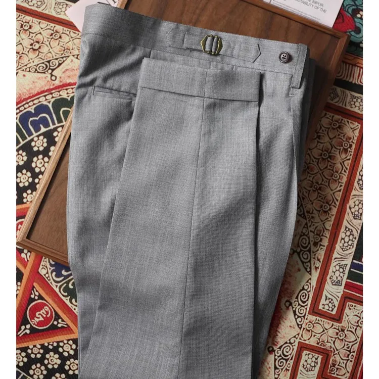 

Мужские модные однотонные Костюмные брюки с высокой талией, облегающие тонкие брюки, мужские деловые повседневные Формальные Брюки, весна-лето 2024, H121