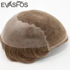 Natural Front Bleached Knot Lace Men Hair Toupee Human Hair Toupee PU Replacement System Q6 Base Swiss Lace Front Hair Pieces 4