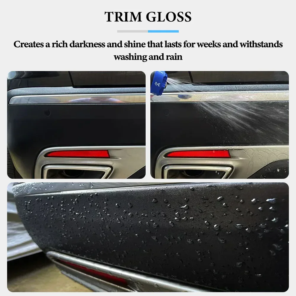 Car Plastic Restorer Coating Long-Lasting Protect Repair Whitening Black Shine Plastic Trim & Rubber Care Shiny And Darker 3