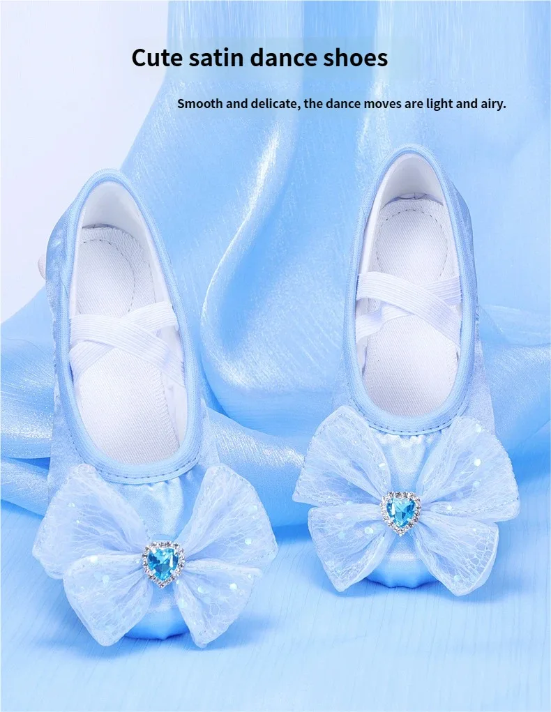 Ballerinas, Schuhe mit Schleife, Herz, Diamant, bequeme Linedance-Schuhe, Ballerinas, Tanzschuhe für Damen und Mädchen, flache Mesh-Schuhe – Detail 2
