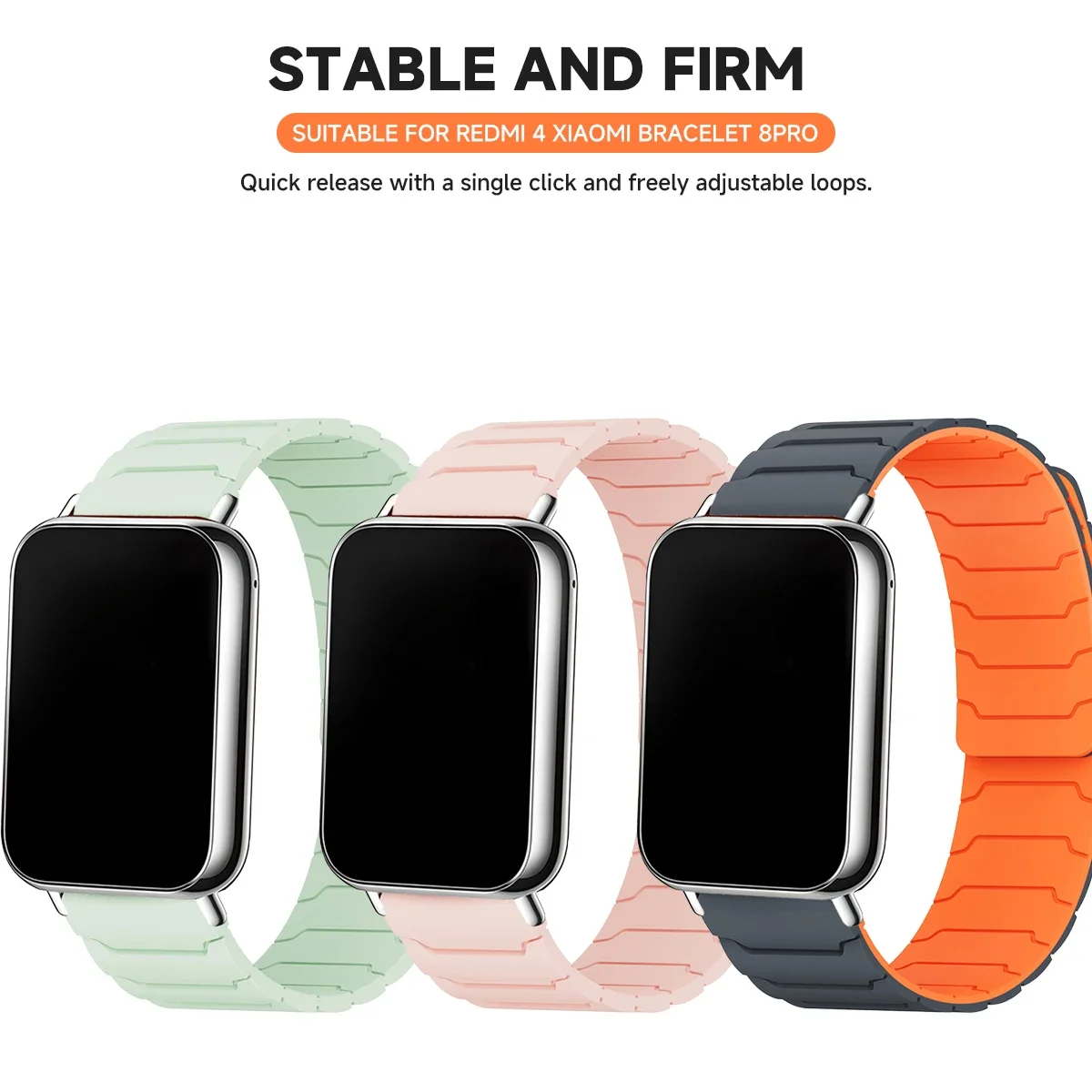 Magnetisches Silikonarmband für Redmi Watch 6 5 Watch 4 Sportarmband für Mi Band 9Pro 8Pro Correa Atmungsaktives Armband Zubehör – Detail 2